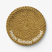 Personalisiert Wicker Look Bohemisch Boho Pappteller (Vorderseite)