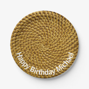 Personalisiert Wicker Look Bohemisch Boho Pappteller