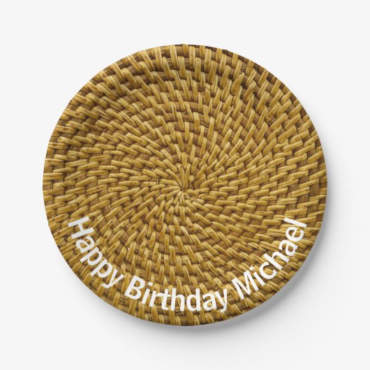 Personalisiert Wicker Look Bohemisch Boho Pappteller (Vorderseite)