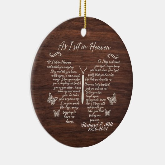 Personalisiert, wie ich mich im Himmel Weihnachtss Keramik Ornament (Rechts)