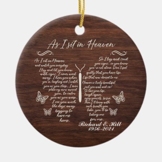 Personalisiert, wie ich mich im Himmel Weihnachtss Keramik Ornament (Vorne)