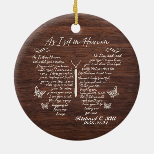 Personalisiert, wie ich mich im Himmel Weihnachtss Keramik Ornament (Hinten)