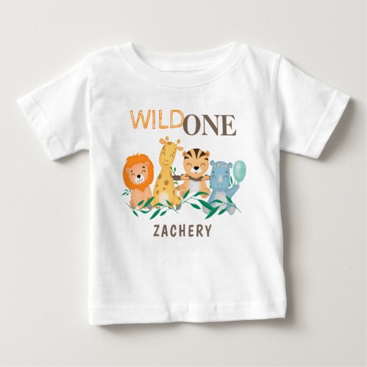 Personalisiert Wild One 1. Geburtstag Baby T-shirt (Vorderseite)