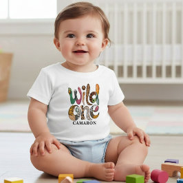 Personalisiert Wild One 1. Geburtstag Jungle Baby Kleinkind T-shirt