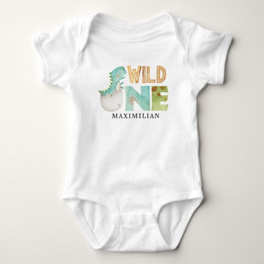 Personalisiert WILD ONE Dinosaur 1. Geburtstag Baby Strampler (Vorderseite)
