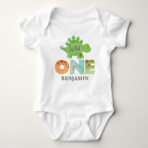 Personalisiert WILD ONE Dinosaur Erster Geburtstag Baby Strampler