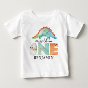 Personalisiert Wild ONE Dinosaur Erster Geburtstag Baby T-shirt