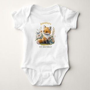 Personalisiert WILD ONE First Forest Fox Baby Body Baby Strampler