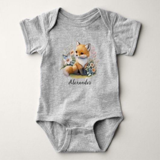 Personalisiert WILD ONE First Forest Fox Baby Body Baby Strampler (Vorderseite)