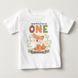 Personalisiert WILD ONE First Forest Fox Baby T-shirt