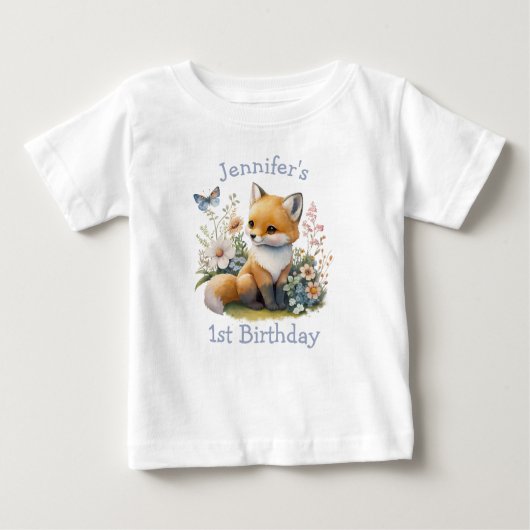 Personalisiert WILD ONE First Forest Fox Baby T-shirt (Vorderseite)