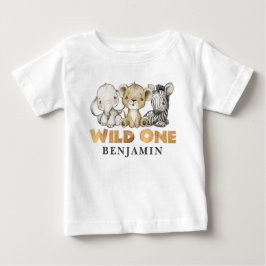 Personalisiert WILD ONE Safari Erster Geburtstag B Baby T-shirt