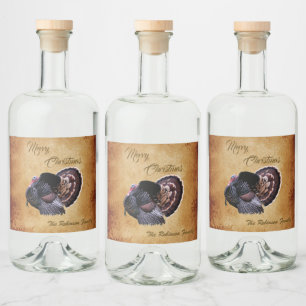 Personalisiert Wild Türkei Frohe Weihnachten Alkoholflaschenetikett