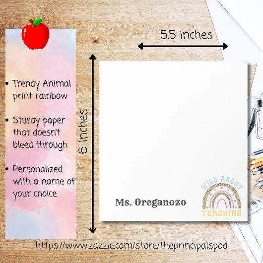 Personalisiert Wild über das Lehren von Boho Rainb Notizblock