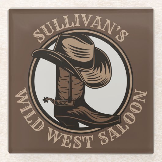 Personalisiert Wild West Saloon Western Cowboy Boo Glasuntersetzer (Vorderseite)