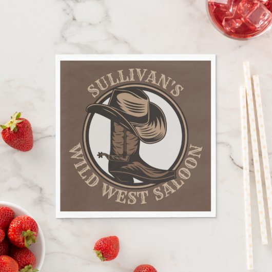 Personalisiert Wild West Saloon Western Cowboy Serviette (Beispiel)