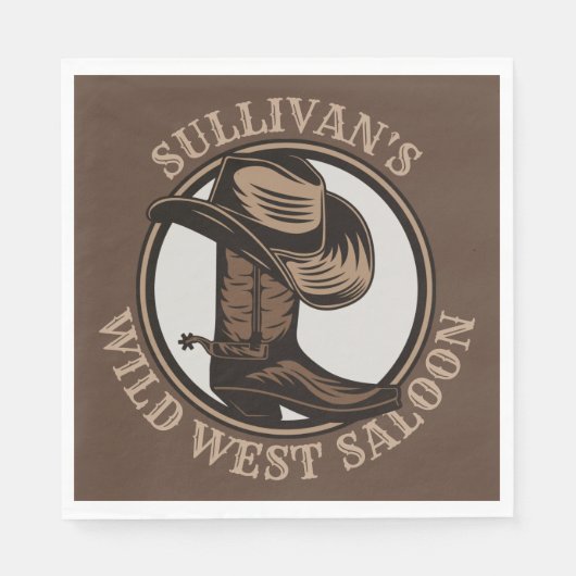 Personalisiert Wild West Saloon Western Cowboy Serviette (Vorderseite)