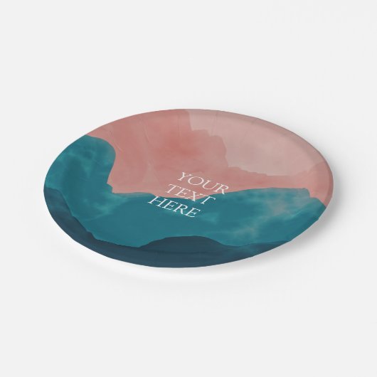 Personalisiert Wilderness Rosa Aquamarin Blauer Ge Pappteller (Schrägansicht)