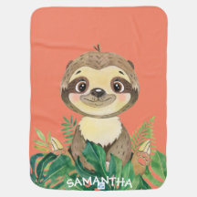 Personalisiert Wildlife Sloth Baby Blanket