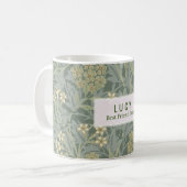 Personalisiert William Morris Jasmine Dotted Journ Kaffeetasse (Vorderseite Links)