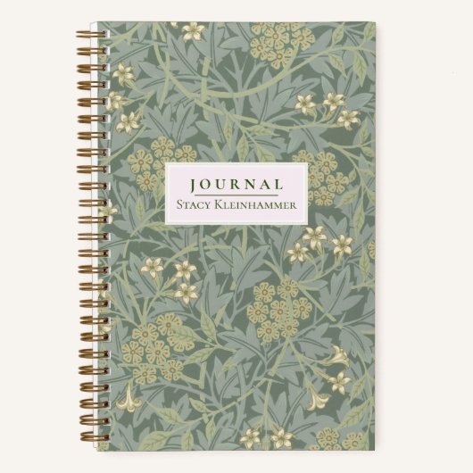 Personalisiert William Morris Jasmine Dotted Journ Notizblock (Vorderseite)