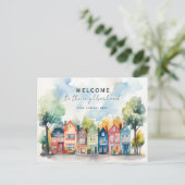 Personalisiert Willkommen im Nachbarschaftsreich Postkarte (Stehend Vorderseite)