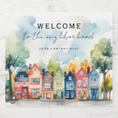 Personalisiert Willkommen im Nachbarschaftsreich Schaumweinetikett (Einzelnes Label)