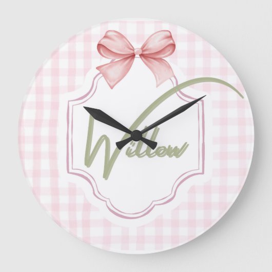 Personalisiert Willow Baby Girl Kinderzimmer Bow&G Große Wanduhr (Vorderseite)