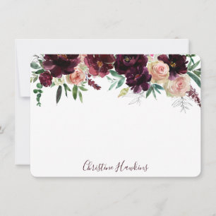 Personalisiert Wine Red Modern Watercolor Mitteilungskarte