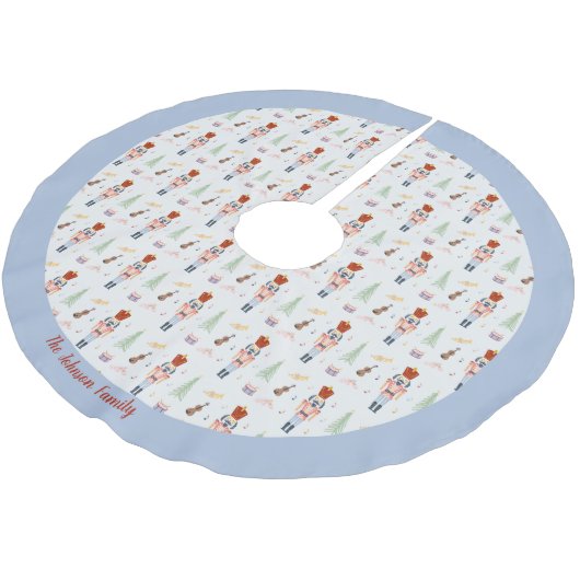 Personalisiert Winter Blue Nutcracker Ballettmusik Polyester Weihnachtsbaumdecke (Schrägansicht)