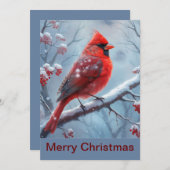 Personalisiert Winter Kardinal Weihnachtskarte, Ka Feiertagskarte (Vorne/Hinten)