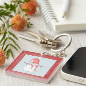 Personalisiert Winter Snowman Frohe Weihnachten Schlüsselanhänger (Vorderseite rechts)