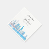 Personalisiert Wintery Chicago Skyline Serviette (Ecke)