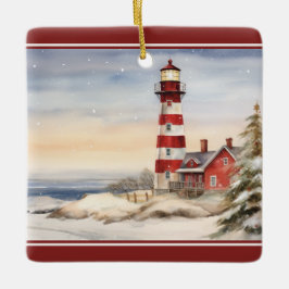 Personalisiert Wintery Lighthouse Schöne Weihnacht Keramikornament