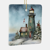Personalisiert Wintery Lighthouse Schöne Weihnacht Keramikornament (Rechts)