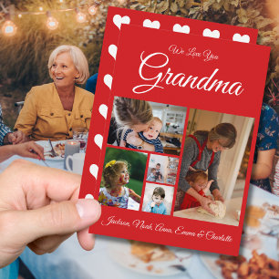 Personalisiert Wir Liebe Sie Oma   Red 5 Foto Feiertagskarte