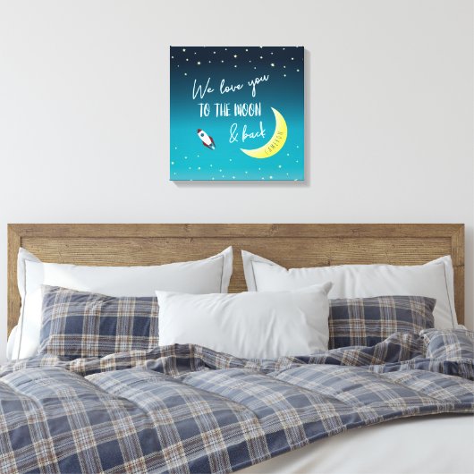 Personalisiert Wir Liebe Sie zum Mond und zurück B Leinwanddruck (Insitu (Schlafzimmer))
