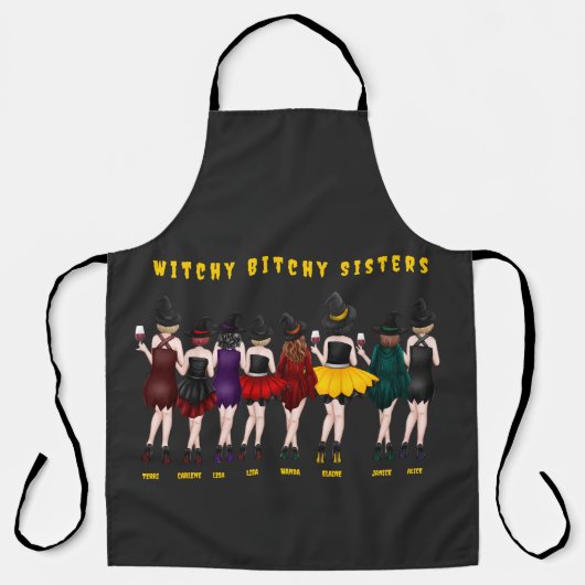 Personalisiert Witchy Bitchy Sisters Schürze (Vorderseite)