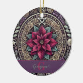 Personalisiert Witchy Poinsettia Pentagram Mandala Keramik Ornament (Links)