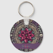 Personalisiert Witchy Poinsettia Pentagram Mandala Schlüsselanhänger (Vorderseite)