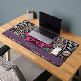 Personalisiert Witchy Poinsettia Pentagram Mandala Schreibtischunterlage