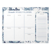 Personalisiert-wöchige Pad für Navy Blue Floral Notizblock (Vorderseite)