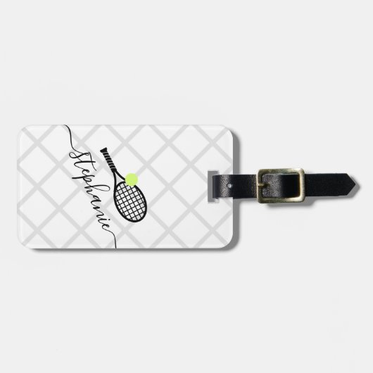 Personalisiert Womens Tennis Monogram Gepäckchen Gepäckanhänger (Vorderseite horizontal)