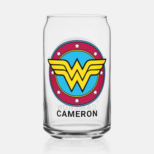 Personalisiert Wonder Woman | Circle & Stars Logo Dosenglas (Vorderseite)