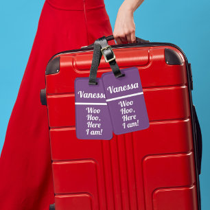 Personalisiert Woo Hoo   Funny Luggage Tag Gepäckanhänger