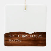 Personalisiert Wood Mr. & Mrs. Keramikornament (Rückseite)