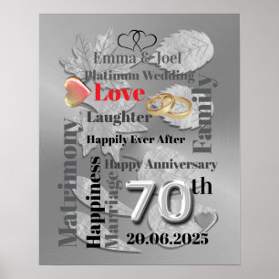 Personalisiert Word Art 70. Hochzeitstag Poster