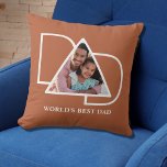 Personalisiert World's Best Vater Terracotta Foto Kissen<br><div class="desc">Dieses Foto-Kissen der Welt bester Vater ist mit dem Wort VATER in Weiß auf Terrakotta-Hintergrund dekoriert. Einfach mit Ihrem Foto anpassbar.</div>