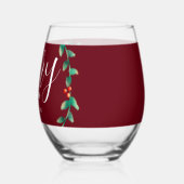 Personalisiert Wreath Burgundy Frohe Weihnachtsbez Weinglas Ohne Stiel (Links)