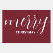 Personalisiert Wreath Frohe Weihnachts-Burgund Geschenkpapier Set (Vorderseite 2)